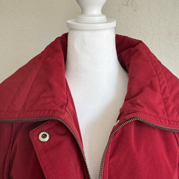 London Fog Red Zip and Button Parka Coat Womens S Winter Gorpcore Outdoor - Picture 5 of 8